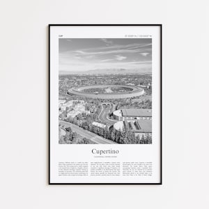 Cupertino Black and White Print, Cupertino Photo Poster, Cupertino Travel Poster Gift, California, United States, USA Wall Art Print