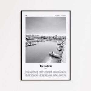 Heraklion Black and White Print, Heraklion Photo Poster, Heraklion Travel Poster Gift, Greece Wall Art Print, Minimal Home Decor Print
