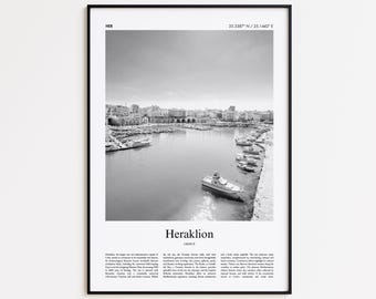 Heraklion Black and White Print, Heraklion Photo Poster, Heraklion Travel Poster Gift, Greece Wall Art Print, Minimal Home Decor Print