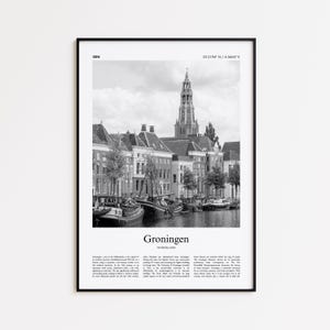 Groningen Black and White Print, Groningen Photo Poster, Groningen Travel Poster Gift, Netherlands Wall Art Print, Minimal Home Decor Print