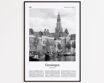 Groningen Black and White Print, Groningen Photo Poster, Groningen Travel Poster Gift, Netherlands Wall Art Print, Minimal Home Decor Print