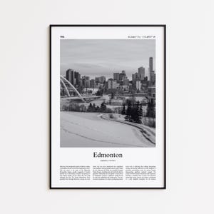 Edmonton Black and White Print, Edmonton Photo Poster, Edmonton Travel Poster Gift, Alberta, Canada Wall Art Print, Minimal Home Decor Print