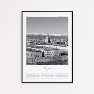 Torino Black and White Print, Torino Photo Poster, Torino Travel Poster Gift, Italy Wall Art Print, Minimal Home Decor Print