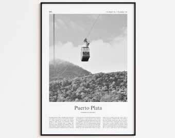 Impresión en blanco y negro de Puerto Plata, póster fotográfico de Puerto Plata, póster turístico de Puerto Plata, impresión artística de pared de República Dominicana