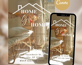 Plantilla de vídeo animado para invitación de inauguración de casa "Hogar, dulce hogar", editable en Canva