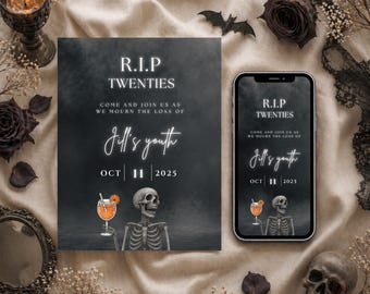 30th Birthday Invitation RIP Twenties Funeral Theme Editable in Canva