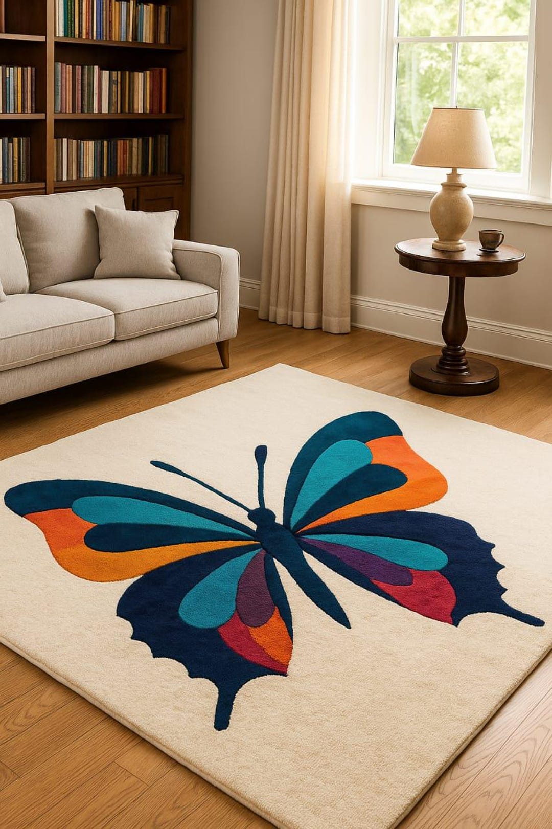 Hand-tufted Wool Rug: Colorful Butterfly Design, Modern Area Carpet - Etsy