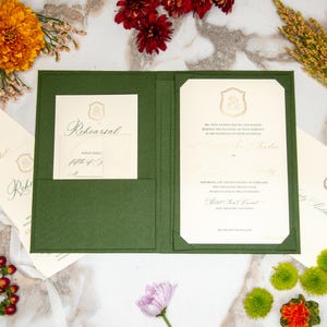 papier d'invitation en lin – Pin | Dimensions personnalisées et pochettes d'angle | Impression sur film avec logo ou texte