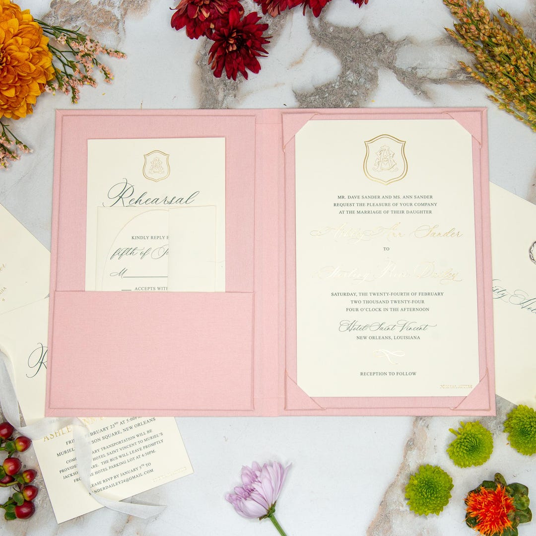 Linen Invitation Folio – Cotton Candy | Custom Size and Corner Pockets ...