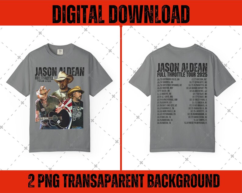 Jason Aldean Full Throttle Tour 2025 T-Shirt – Unisex, 100% Leinen, Grafikdruck, Lässiges Musik-Shirt