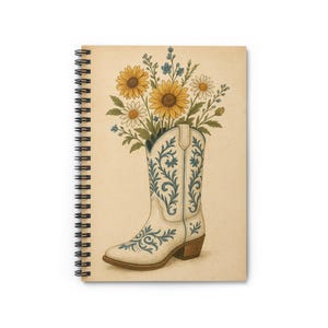 Cowboy Boots & Flowers Spiral Notebook: Western Floral Journal