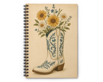 Cowboy Boots & Flowers Spiral Notebook: Western Floral Journal