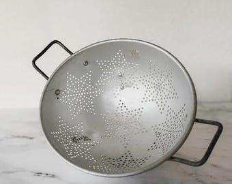 Vintage Mirro Aluminum Metal Colander with Star Design