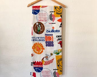 Vintage SUPER RARE 1970s NBA Logo 53"x77" Full Size Bed Cover/Sheet