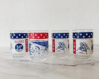 Vintage RARE 1960s Libby USA Apollo 11 & 12 Juice Glasses Set of 4