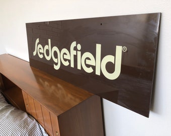 Vintage Brown White Rectangular Sedgefield Jeans Advertising Sign Store Display