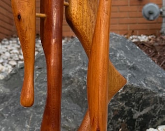 Vintage MCM Carved Abstract Wood Sculpture Art Mid Century Modern Signed Plamann