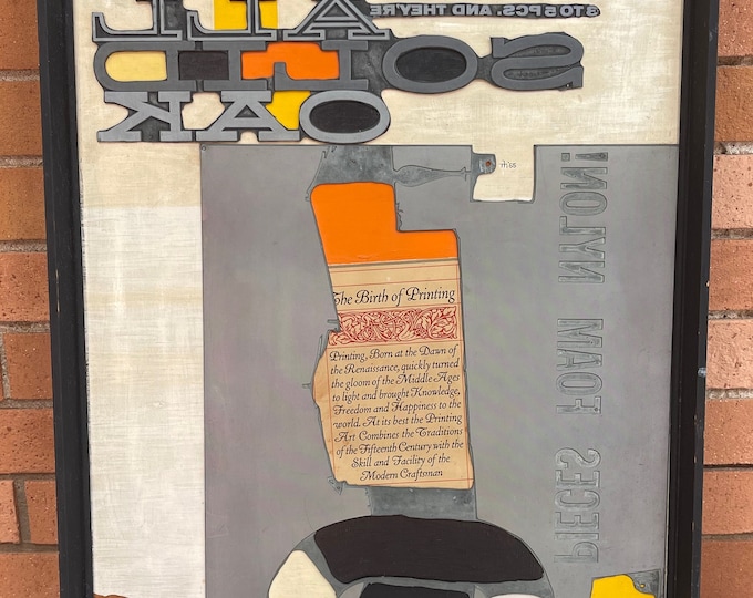 Vintage 1960s Mixed Media Abstract Printing Painting Mid Century Modern Signed Marion Hodges