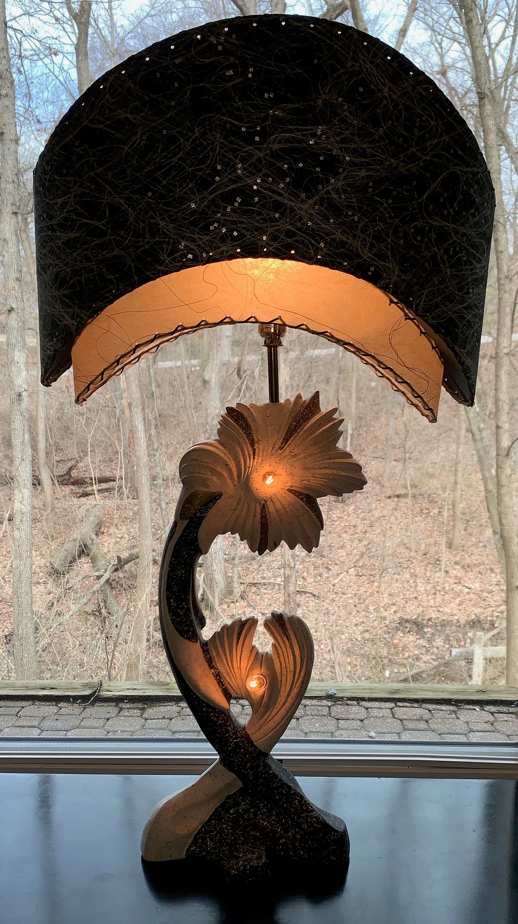 RESERVED FOR CT Outstanding Vintage 1950s Organic Floral Chalkware