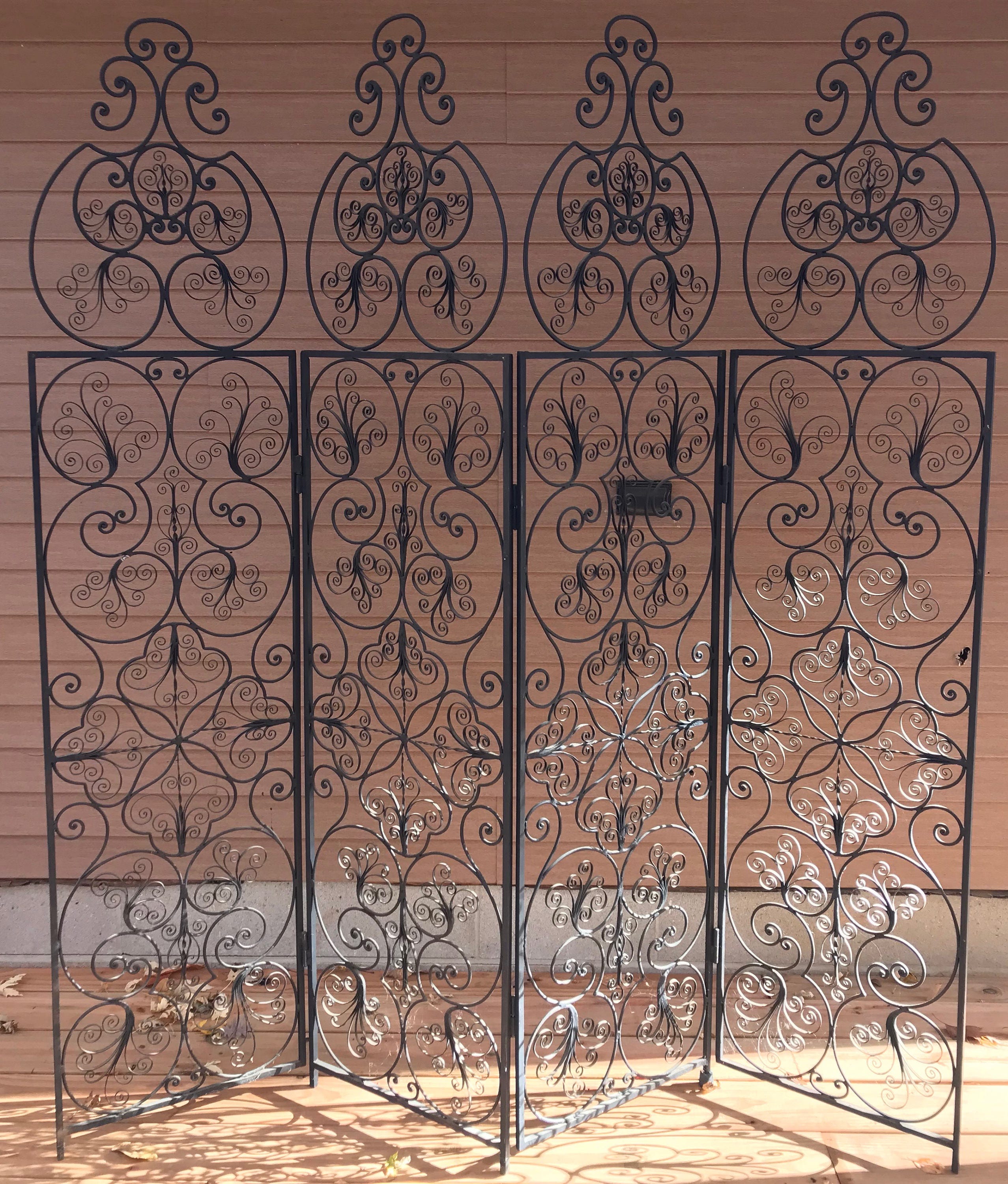 RESERVED FOR LISA Vintage 60s Wrought Iron Room Divider 4 Panels
