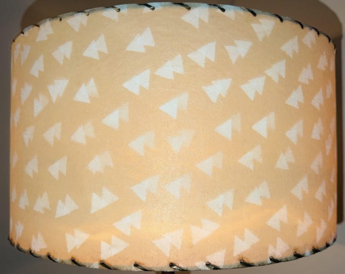 Vintage MCM Fiberglass Shade Beige White Triangles Mid Century Modern 1950s