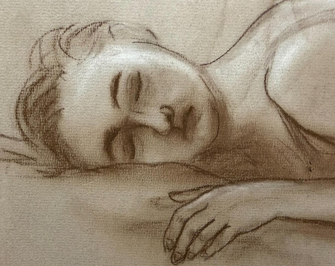 Vintage Woman Posing Charcoal Drawings Illustration Modern Art Signed Higgins 28