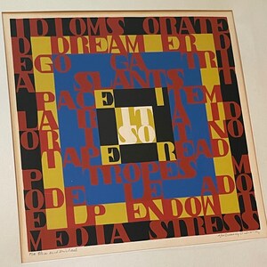 Vintage 70s 80s Framed Words Serigraph Print Wall Hanging Modern Art Signed Dorothy Dubinsky Pop Art image 3