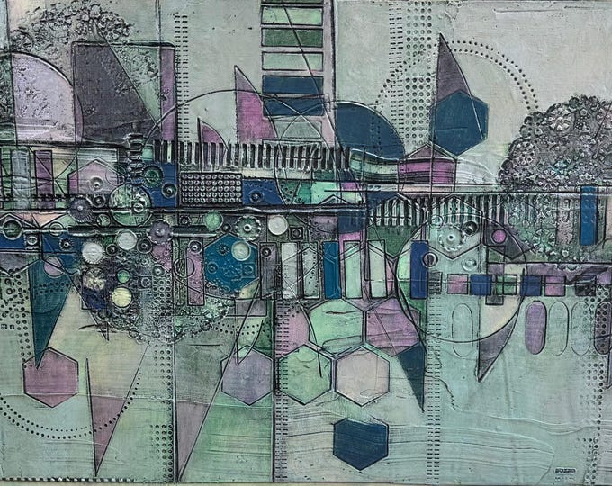 Contemporary Abstract Modernist Textured Painting Paul Bozzo Wall Hanging Art