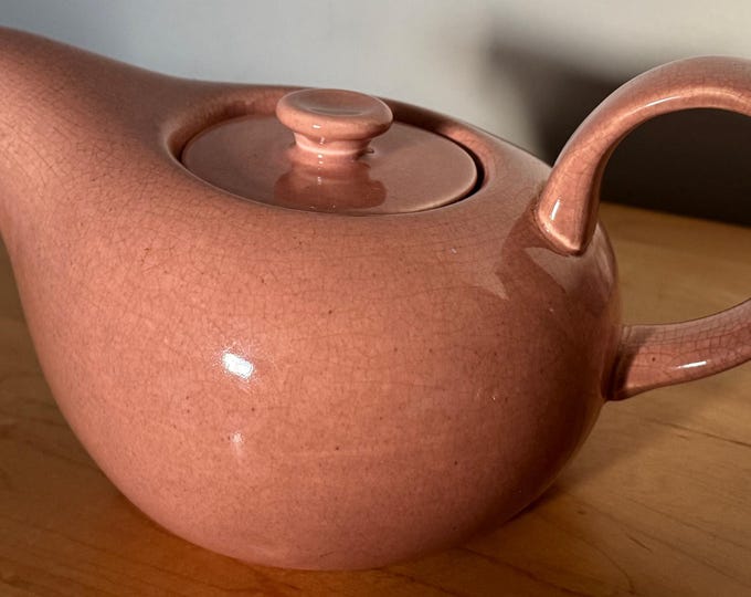 Vintage MCM Russel Wright Tea Pot Coral Pink STEUBENVILLE USA (As-Is)