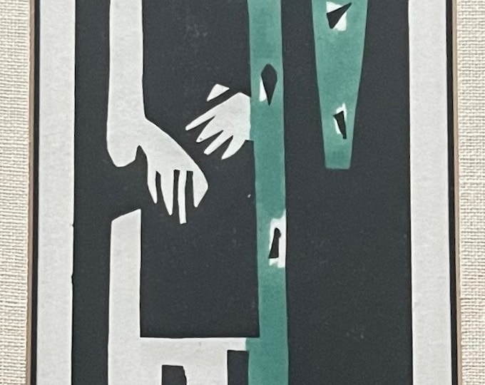 Vintage Abstract Kurt Volk Lithograph Print Mid Century Modern Wall Hanging Ar