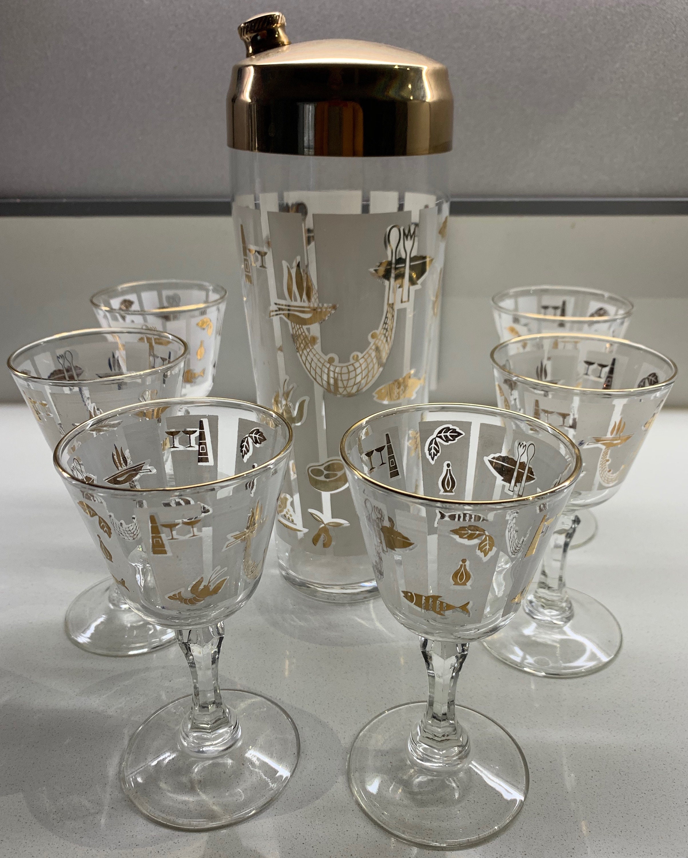 ON SALE NOW Pair of Vintage Glass Barware Cocktail Shakers