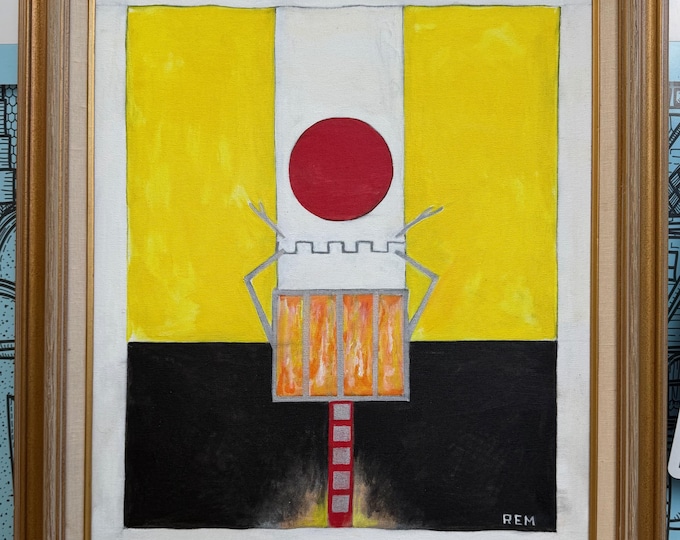 Vintage Abstract Abstract Geometric Acrylic Painting Modern Signed REM Menges The Pardon