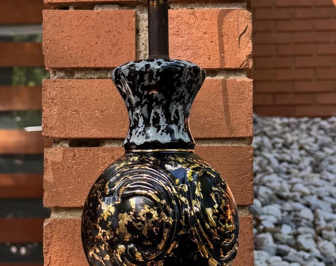 Vintage MCM Black Gold White Ceramic Lamp Mid Century Modern MCM Lighting 50s