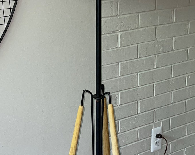 Vintage Modeline Floor Lamp Mid Century Modern Wood Metal Atomic Era Lighting