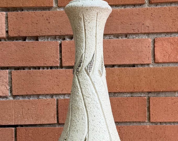 Vintage MCM Ceramic Lamp Textured Beige Gold Mid Century Modern Lighting 50s 60s