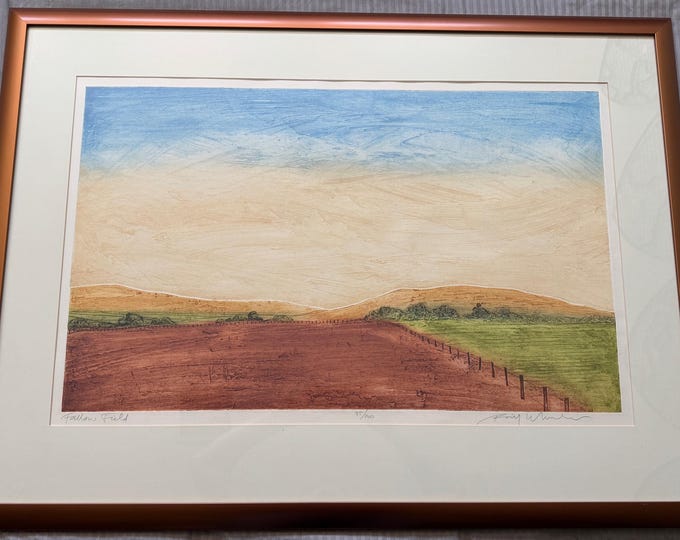 Vintage Landscape "Fallow Field" Screen Print Modern Art Signed Wheeler Numbered