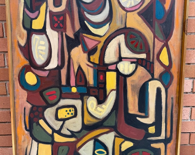 Vintage MCM Abstract Oil Painting Mid Century Modern Art 50s 60s Signed Marigonda