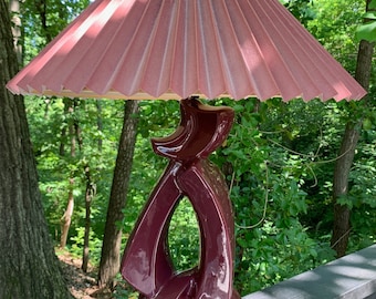 Vintage Maroon Abstract Biomorphic Ceramic Lamp Mid Century Modern Atomic Era