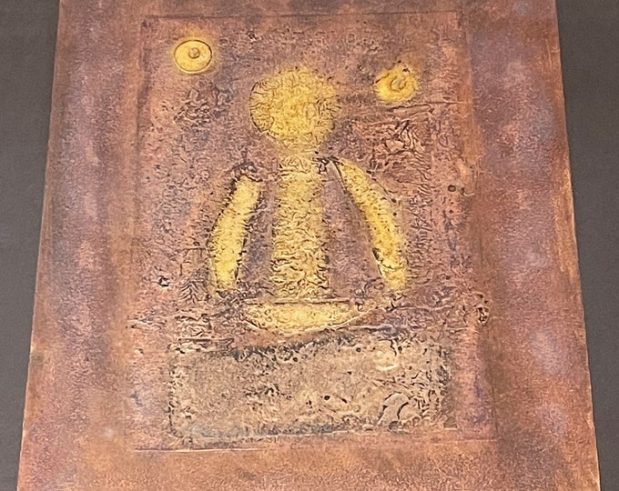 Vintage 50s 60s Abstract Figural Etching Mid Century Modern Art Wall Hanging Gildo Bartocci