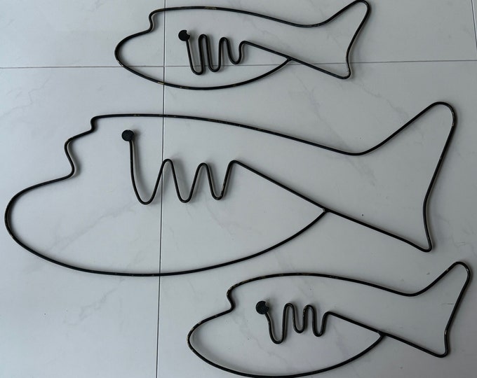 Brass Metal Fish Mid Century Modern Vintage Sculptural Wall Hangings MCM 50s