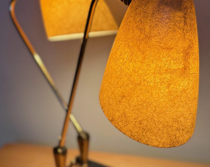 Vintage 50s Dual Fiberglass Cone Adjustable Lamp Mid Century MCM Modern Lighting