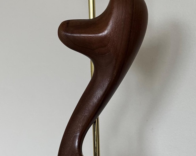 Vintage MCM MODELINE Abstract Biomorphic Walnut Brass Lamp Mid Century 1950s