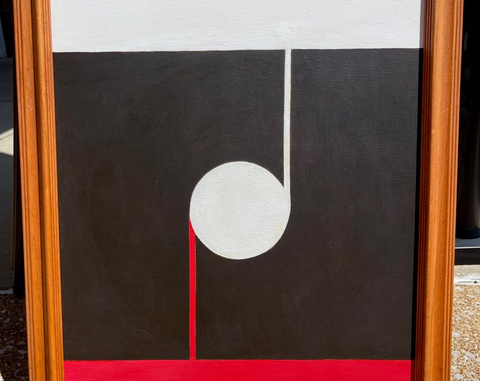 Vintage Abstract Shapes Acrylic Painting Modern Art Wall Hanging Signed Menges