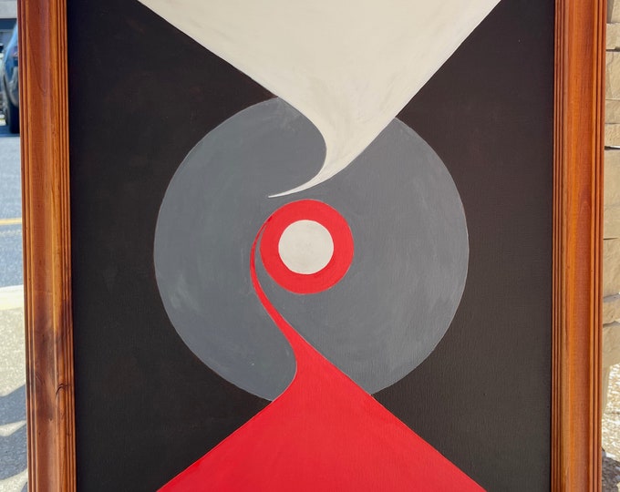 Vintage Geometric Shapes Acrylic Painting Modern Art Wall Hanging Signed Menges