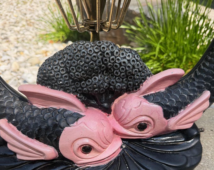 Vintage 50s MCM Atomic Fish Lamp Plaster Mid Century Modern Lighting Koi Kitsch