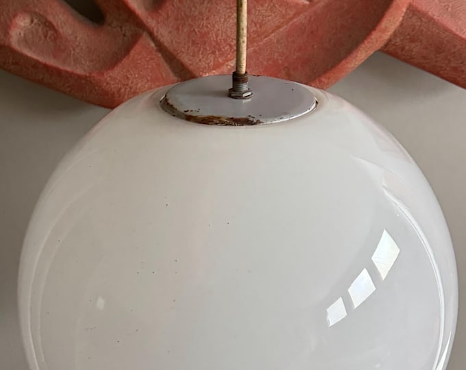 Vintage MCM 60s PRESCOLITE Glass Sphere Hanging Lamp Mid Century Modern Lighting