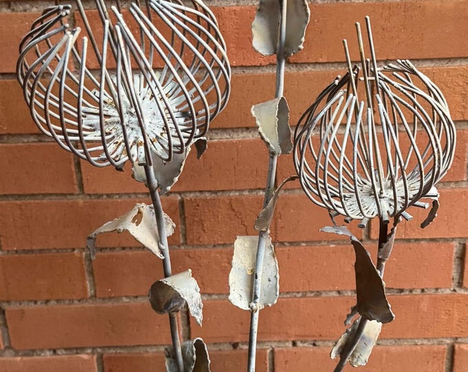 Vintage 1970s Mixed Metal Brutalist Sea Urchin / Floral Sculpture Modern Art