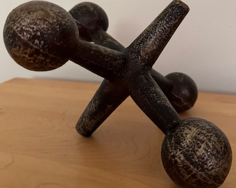 Vintage Jacks Jax Iron Sculptural Paperweight MCM Modern Bookend Mid Century