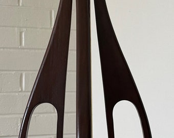 Vintage 1960s Wood Brass Atomic Era Lamp Mid Century MCM Modern Lighting Danish
