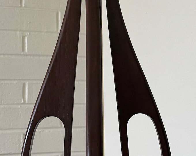 Vintage 1960s Wood Brass Atomic Era Lamp Mid Century MCM Modern Lighting Danish